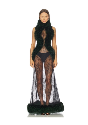 Kim Shui Valentina Lace Fur Gown in Black. Size M. Also in S, XS.