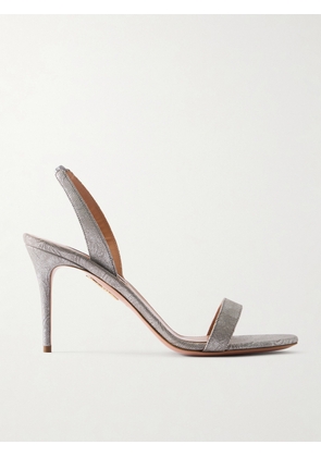 Aquazzura - So Nude 85 Metallic Textured-leather Slingback Sandals - Silver - IT36,IT36.5,IT37,IT37.5,IT38,IT38.5,IT39,IT39.5,IT40,IT40.5,IT41,IT41.5,IT42