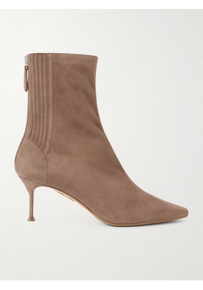 Aquazzura - Saint Honoré 65 Suede Ankle Boots - Brown - IT35,IT36,IT36.5,IT37,IT37.5,IT38,IT38.5,IT39,IT39.5,IT40,IT40.5,IT41,IT41.5,IT42