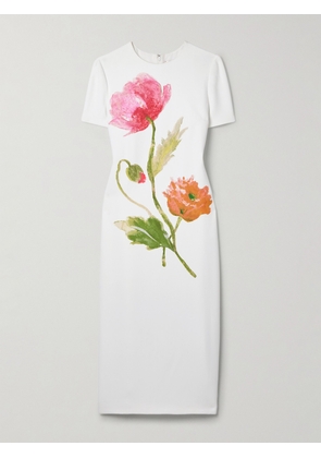 Carolina Herrera - Floral-print Crepe Midi Dress - White - US2,US4,US6,US8