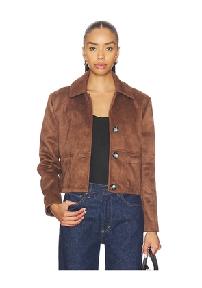 Milkwhite Cropped Faux Leather Jacket in Brown. Size L. Also in M, S, XS.