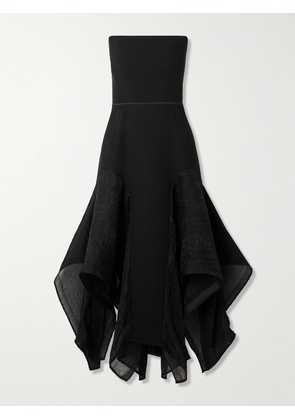 Maticevski - Sybil Strapless Asymmetric Crepe And Crinkled-organza Dress - Black - UK 6,UK 8,UK 10,UK 12,UK 14
