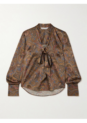 Veronica Beard - Francine Paisley-print Stretch Silk-blend Satin Pussy-bow Blouse - Brown - US0,US2,US4,US6,US8,US10,US12