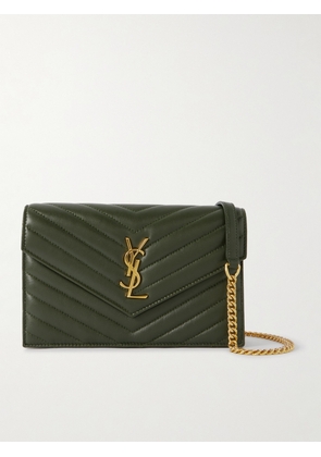 SAINT LAURENT - Cassandre Envelope Matelassé Leather Shoulder Bag - Green - One size