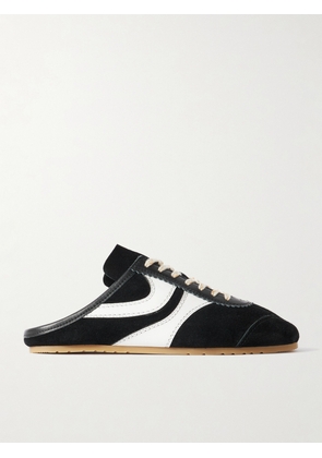 Dries Van Noten - Leather-trimmed Suede Slip-on Sneakers - Black - IT35,IT36,IT37,IT38,IT39,IT40,IT41