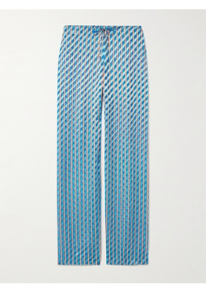 Dries Van Noten - Devoré-satin Straight-leg Pants - Blue - FR 34,FR 36,FR 38,FR 40,FR 42,FR 44