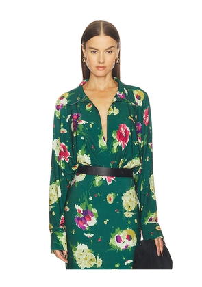 Norma Kamali Super Oversized Boyfriend Shirt Bodysuit in Green. Size M. Also in S, XS.