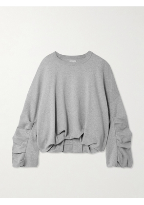 Dries Van Noten - Oversized Gathered Cotton-jersey Sweatshirt - Gray - x small,small,medium,large