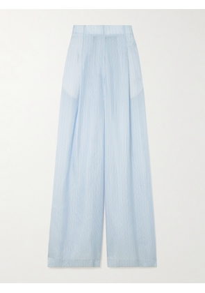 Dries Van Noten - Striped Satin-crepe Wide-leg Pants - Blue - x small,small,medium,large