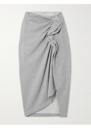 Dries Van Noten - Gathered Ruffled Asymmetric Cotton-jersey Midi Skirt - Gray - FR 34,FR 36,FR 38,FR 40,FR 42,FR 44