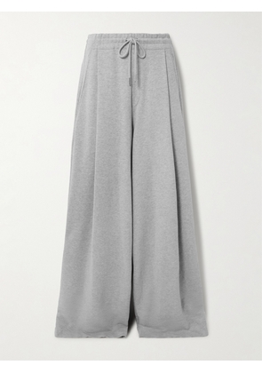 Dries Van Noten - Pleated Cotton-jersey Wide-leg Track Pants - Gray - x small,small,medium,large