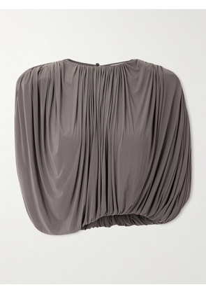 Magda Butrym - Cropped Pleated Jersey Blouse - Brown - FR 34,FR 36,FR 38,FR 40,FR 42