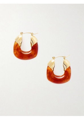 Lizzie Fortunato - Mini Organic Gold-plated Resin Hoop Earrings - Brown - One size