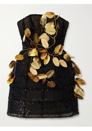 Oscar de la Renta - Embellished Tulle Mini Dress - Black - US0,US2,US4