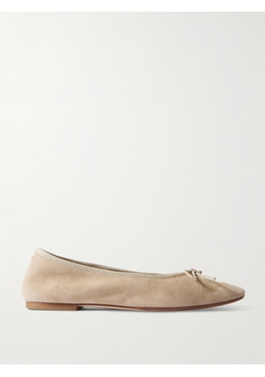 Aeyde - Tiby Bow-detailed Suede Ballet Flats - Neutrals - 38.5,36,40,39,37,42,39.5,37.5,40.5,38,35,41,41.5,36.5