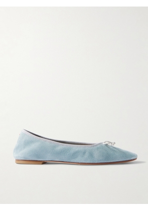 Aeyde - Tiby Bow-detailed Suede Ballet Flats - Blue - 40.5,42,41,39,37.5,35,37,40,36,38.5,41.5,36.5,38,39.5