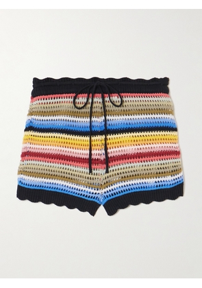 ALIX OF BOHEMIA - Shea Striped Crocheted Cotton Shorts - Multi - x small,small,medium,large,x large