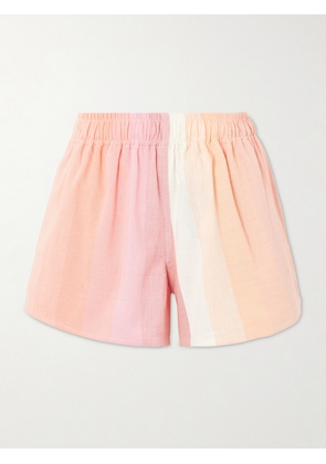 Marrakshi Life - Striped Cotton Shorts - Pink - x small,small,medium,large