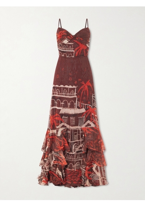 Johanna Ortiz - Pasos Nocturnos Printed Tiered Silk-chiffon Maxi Dress - US0,US2,US4,US6,US8