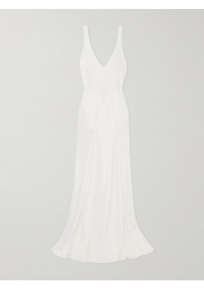 Olivia von Halle - Paloma Open-back Silk-satin Gown - Ivory - x small,small,medium,large,x large