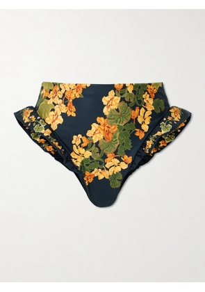 Agua by Agua Bendita - Jengibre Cordillera Ruffled Floral-print Stretch Recycled Bikini Briefs - Multi - x small,small,medium,large,x large