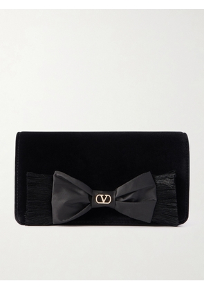 Valentino Garavani - Vlogo Signature Mini Bow-detailed Velvet Shoulder Bag - Black - One size
