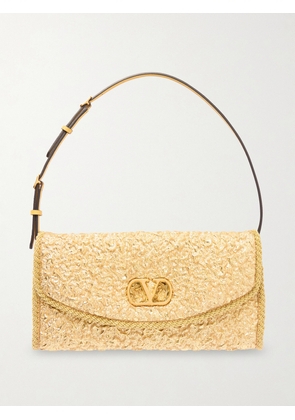 Valentino Garavani - Leather-trimmed Cloqué Shoulder Bag - Gold - One size