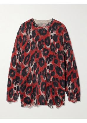 R13 - Distressed Leopard-print Cotton Sweater - Multi - xx small,x small,small,medium,large