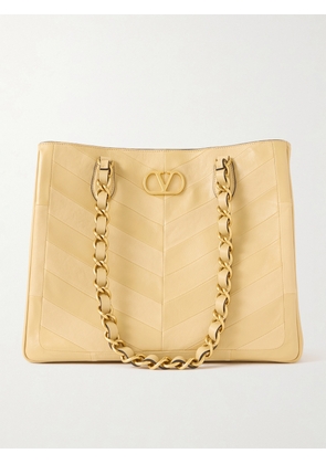 Valentino Garavani - Jean Chain-detailed Paneled Leather Tote - Neutrals - One size