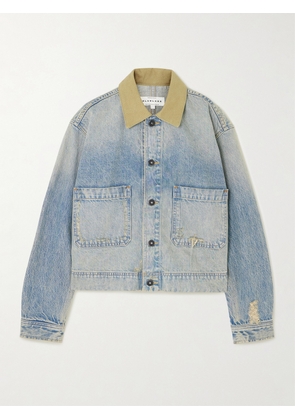 SLVRLAKE - Thompson Canvas-trimmed Distressed Denim Jacket - Blue - x small,small,medium,large,x large