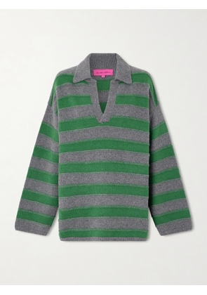 The Elder Statesman - Dume Striped Cashmere Polo Sweater - Green - x small,small,medium,large