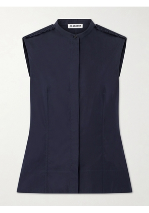 Jil Sander - Ruffled Cotton-poplin Top - Blue - FR 34,FR 36,FR 38,FR 40,FR 42,FR 44