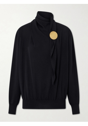 Jil Sander - Embellished Scarf-detailed Wool Sweater - Black - FR 34,FR 36,FR 38,FR 40,FR 42