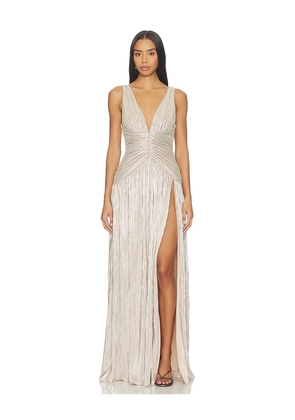 Lovers and Friends Nikoletta Gown in Metallic Neutral. Size L. Also in M, S, XL, XS, XXS.