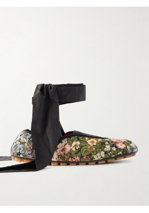 Valentino Garavani - Rythmika Lace-up Floral-jacquard Canvas Ballet Flats - Multi - IT36,IT36.5,IT37,IT37.5,IT38,IT38.5,IT39,IT39.5,IT40,IT41,IT42