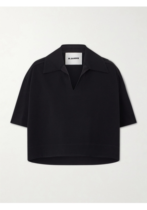 Jil Sander - Cropped Crepe Polo Shirt - Black - FR 34,FR 36,FR 38,FR 40,FR 42,FR 44