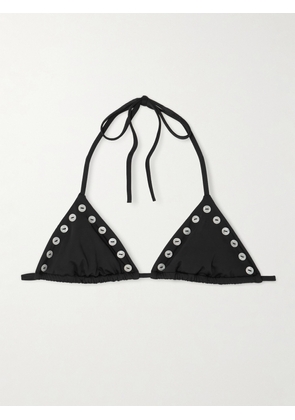 STAUD - Lido Embellished Triangle Bikini Top - Black - x small,small,medium,large,x large
