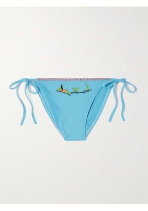 STAUD - Sisley Embroidered Bikini Briefs - Blue - x small,small,medium,large,x large