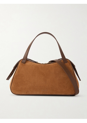 Jil Sander - Small Leather-trimmed Suede Shoulder Bag - Brown - One size