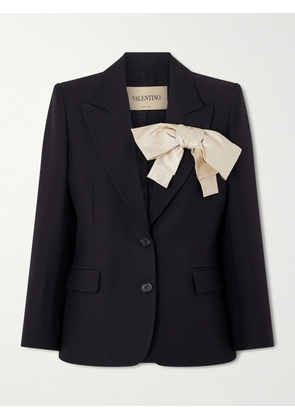 Valentino Garavani - Bow-embellished Wool And Silk-blend Crepe Blazer - Black - IT36,IT38,IT40,IT42,IT44,IT46