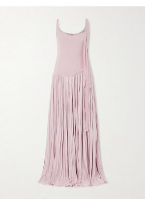 Marmar Halim - Bow-embellished Pleated Crepe Gown - Pink - EU 36,EU 38,EU 40,EU 42,EU 44