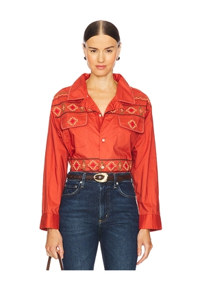 Found x REVOLVE Embroidered Button Up Shirt in Brick. Size L. Also in M, S.
