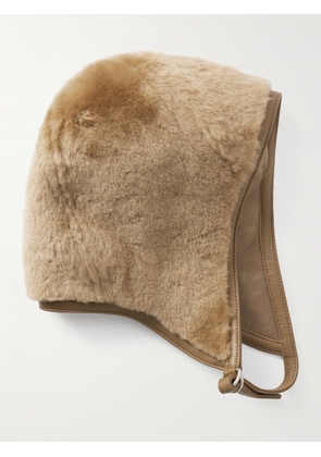 Acne Studios - Leather-trimmed Shearling Hood - Brown - S/M,L/XL
