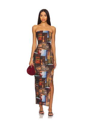 superdown Estella Maxi Dress in Brown,Blue. Size L. Also in M, S, XL, XS, XXS.