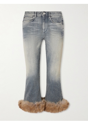 Balenciaga - Cropped Plush-trimmed Low-rise Flared Jeans - Blue - 25,26