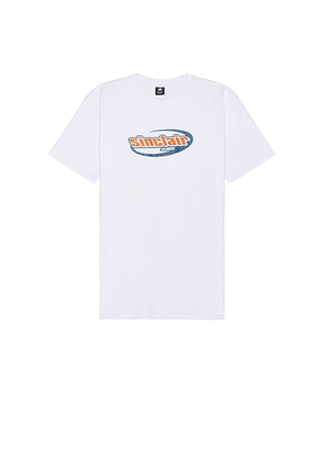 Sinclair Global Italics Logo Tee in White. Size S. Also in XL/1X.