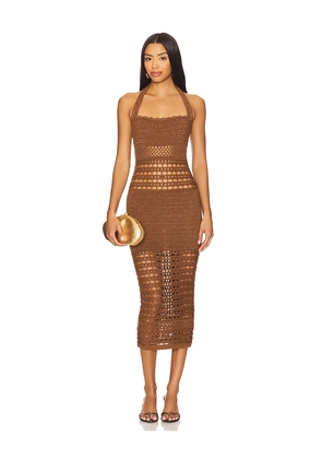 retrofete Jaycee Crochet Dress in Brown. Size L. Also in M, XL.