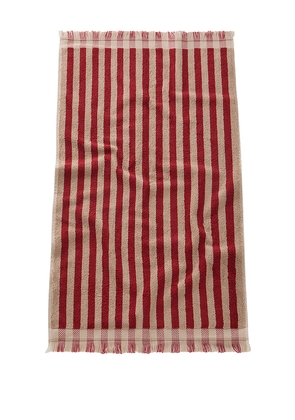 Piglet in Bed Pembroke Stripe Bath Towel in Red.