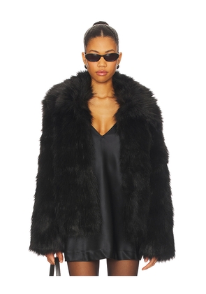 superdown Kennedy Faux Fur Coat in Black. Size M. Also in XXS.