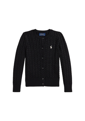 Polo Ralph Lauren Long Sleeve Cable Knit Cardigan in Black. Size 2. Also in 3, 4, 5, 6.
